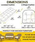 Dimensions and sizes of Oxford Blue Wicker Outdoor Cushions 3 Piece Set Replacement Cushions For Patio Loveseat And Chairs
