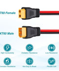 XT60 Extension Cable 1Ft 14AWG Beefy Male To Female Connector For RC Battery FPV Drone Solar Panel Portable Power Station