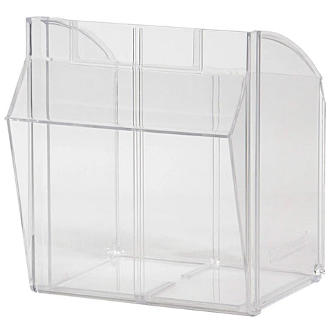 TiltView Plastic Storage Cabinet With 3 Tilt Out Bins, showing the clear plastic material and compact design