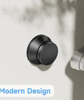 Heavy Duty Black Door Stopper For Wall With Silicone Tip And Spring Shock Absorber To Guard That Sweet Drywall and sleek modern design.