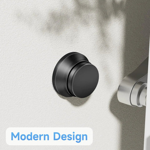 Heavy Duty Black Door Stopper For Wall With Silicone Tip And Spring Shock Absorber To Guard That Sweet Drywall and sleek modern design.
