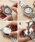Beefy Watch Repair Kit With O Ring Gaskets And Seals, Waterproof Oil, Pry Knife And Crescent Knife, tool usage demonstration