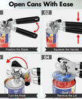 Instructional guide using 3 Piece Can Opener Bottle Opener and Wine Opener Set With Smooth Edge Manual Opener Magnetic Tip Heavy Duty.