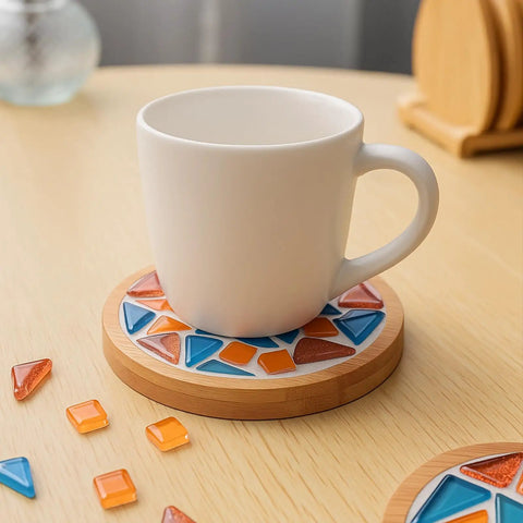 White Crystal Mosaic Grout For Crafts Quick Dry Tile Grout With Contrast Color Technology coaster with mug on table