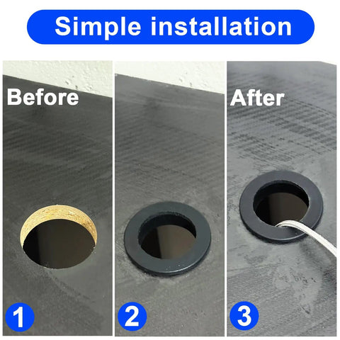 Kickass Rubber Grommet Kit Including 82 Durable Wire And Cable Protectors That Snap On Quick And Shield Your Harnesses From Daily Wear While Keeping Things Tight Across Five Sizes For Easy Car Or Home Setup installed in a workspace.