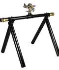 Heavy Duty Rooftop Sprinkler System For Wildfire Defense Featuring A Built Damn Tough Black Frame And Premium Brass Nozzles on a black frame with brass nozzle.