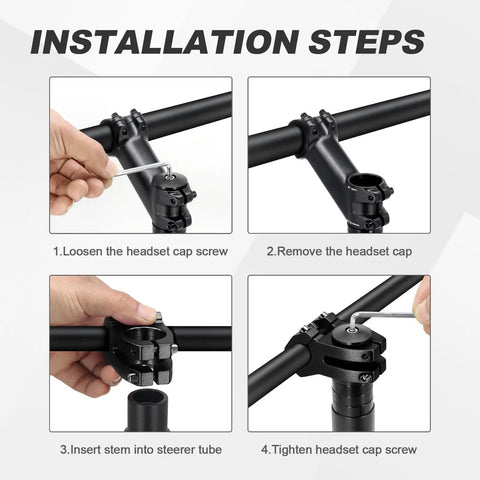Installation steps of 22.2mm Bike Stem 40mm Short Aluminum Alloy Beefy 6061 T6 CNC Machined 3D Forged for Kid Riders