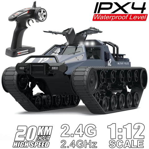 Remote Control Crawler Tank Off Road 4WD RC Car With 2.4 Ghz Remote High Speed Battle Tank For Kids And Adults 1/12 Drift RC Tank