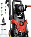 Heavy Duty Beast 4800 PSI Pressure Washer With Four Quick Connect Nozzles Inlet Hose And Filter 500 ML Soap Tank Red