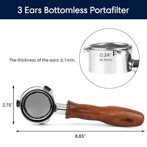 Bottomless 54mm Espresso Portafilter With 3 Ears And Puck Screen, Comes With Filter Basket, Built For Pro Level Home Baristas, Fits 54mm Models And BES 870 878 880 Series, Delivers Rich, Clean Espresso With Clear Visual Extraction