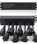 10 Inch Rackmount PDU With 8 Rear Outlets For 6U Plus Server Racks 15A 125V 1875W Power Distribution Unit Front Switch With Auto Overload Protection Keeps Your Cabinet Clean By Placing Cables At The Rear, black aluminum housing