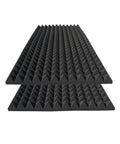 Top Tier Acoustic Foam Panels 2 Pack Wall Mounted Sound Absorbing Tiles 48x24x2 Inch black pyramid pads stacked.