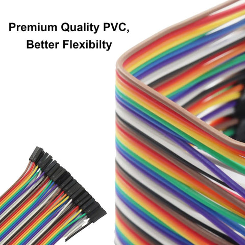 Close-up of 240 Piece Multicolored Dupont Wire Kit Nerd Friendly With 40 Pin Jumper Cables showcasing colored wires and flexibility