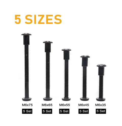 Tough As Nails M6 Barrel Nut And Hex Drive Bolt Assortment Kit Includes Hex Key, 5 size options for varied projects.