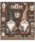 Cute Gnomes Holding Coffee Cups Magnetic Door Cover For Refrigerator Front, Dishwasher Magnet Panel Decal For Fridge