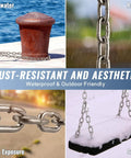 Grade 30 Chain Quarter Inch By 100 Feet Zinc Plated Proof Coil Chain demonstrating rust-resistant features in various weather conditions.