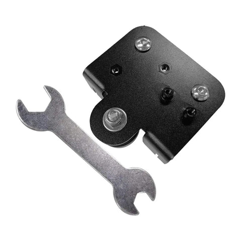 3D Printer Extruder Backplate Fixing Panel for Anet I3, showing metal sheet and wrench, ideal for X Axis extruder smooth sliding and heat dissipation.