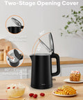 Tiny But Mighty 0.8L Electric Kettle With 1000W Fast Boil, double wall, cool touch handle, auto shut off, black, on kitchen counter