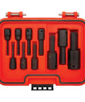 Beefy 10 Piece SAE Hex Socket Set for Three Eighths And One Half Inch Drives, Alloy Steel Black Oxide, red case view