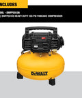 Pancake Air Compressor 6 Gallon 165 PSI Portable Electric Air Pump, shown with branded yellow tank and top handle.