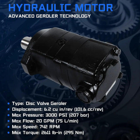Drop-In Hydraulic Motor Replacement For Eaton Char-Lynn 2000 Series Gerotor with specifications, front angle view