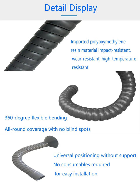 Industrial Pro Grade Fume Extraction Arm With Universal Swivel Joints For Soldering Stations showing flexible bending and details