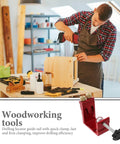 Woodworker using Pocket Hole Jig Kit For Woodworking Locator Tool With Diagonal Drilling Guide And Precise Depth Markings on a cabinet.