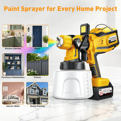 True Heavy Duty Cordless Paint Sprayer With Two Monster 4000mAh Batteries For Smooth Indoor Outdoor Projects Zero Sweat Pro Level Finish Guaranteed Today on a marble surface.