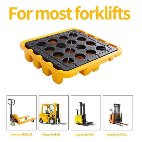 Industrial Grade One Drum Spill Containment Pallet With Heavy Duty Grating And Ten Five Gallon Sump To Trap Drips Ensure No Sweat Cleanup And Handle Loads Without A Problem