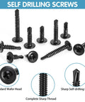 Stainless Steel Self Tapping Screws Kit With 380 Pieces Black Oxide TEK Screws For Metal, Size Eight And Ten, Self Drilling.