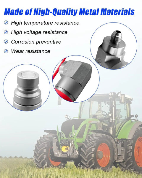 90 Degree Elbow Hydraulic Quick Connect Coupler Fittings 1/2 Inch Body Size To 3/8 Inch JIC Male Flat Face Skid Steer