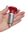 Heavy Duty Spring Loaded Pull Pins With Welded Barrel Red Handle And Screw Lock Steel Spring Plungers held in hand