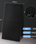 High Density Egg Crate Acoustic Foam Panels No Sweat Install Sound Absorbing Wall Tiles For Home Studio Game Room Podcasting Recording Spaces Black 48X24 Inch with textured surface and dimensions.