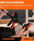 Rock Solid Heavy Duty Bar Clamps 2 Pack 12 Inch demonstrating how to convert to a spreader clamp for woodworking tasks.