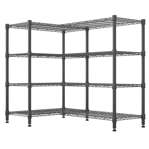 Industrial Four Tier Metal Wire Shelving Rack Straight Up Solid Build With 1600 Lb Capacity No Fuss Setup For Garage Kitchen Pantry Laundry And Utility Rooms 72 X 18 X 60 Inches Matte Black