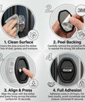 Steps to apply Pack Of Four White Silicone Car Door Latch Covers Quiets Your Whip With Rubber Striker Pads Self Adhesive Anti Rust Guards.