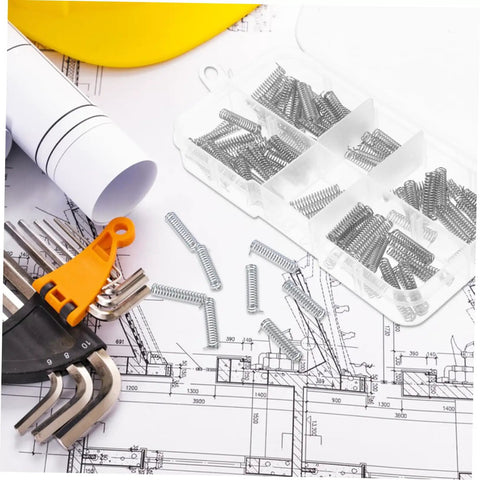Top Quality 100 Pieces Mini Stainless Steel Compression Springs Assortment Kit For Cool DIY Repairs And Varying Mechanical Projects Perfect To Fix Stuff At Home Or In The Garage With Ease.