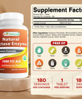 Straight Up Fast Acting Lactase Enzyme Tablets, 3000 FCC Units bottle with supplement facts and labels, 180 count