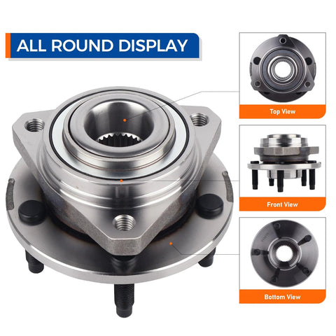Set Of 2 Front Wheel Bearing Hub Assemblies For 2005-2007 Pontiac G6 And 2004-2007 Chevy Malibu Non ABS, OE-Grade Replacement Hubs With Easy Install, displayed in multiple views.