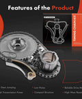 Engine Timing Chain Kit With Tensioner For OHV V8 Engines 4.3L 4.8L 5.3L 6.0L 6.2L Direct Fit Compatible With Chevy shown with features list.