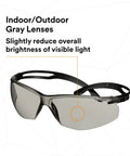 SecureFit 500 Series Safety Glasses With Adjustable Ratchet Temples All Day Comfort Anti Fog Anti Scratch Gray Lens