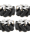 Set of four 48mm steel mecanum wheels with metal mounting plates for robot car