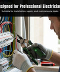 Electrician using 8 In 1 Wire Stripper And Do It All Multi Tool Pliers With Built In Voltage Tester Cutter And Crimp Tool Heavy Duty