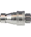 Badass Heavy Duty Half Inch Female Npt Quick Disconnect Coupler Set With 304 Stainless Steel Body And Fluorine Rubber Seals Built Tough For 1500 Psi Hydraulic Systems Featuring Rock Solid Rust Free Connectors And Zero Fuss Straight Shooting Action - close-up of the coupler.
