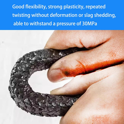 Flexible graphite braided compression packing for pumps and mechanical seals, 3/16 in x 3/16 in, 10 ft length