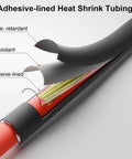 Cutaway view of adhesive-lined heat shrink tubing showing layers of protection for Beefed Up 74 Piece Heat Shrink Tubing Kit One And Three Quarter Inch One Half Inch And Three Eighths Inch 3 To 1 Shrink Ratio Double Wall Adhesive Lined Marine Grade Industrial Wire Wrap Tubing Black Red.