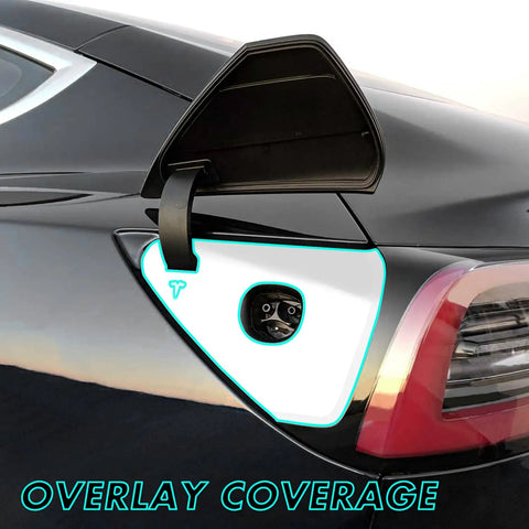 Precision Pre Cut Gloss White Charging Port Wrap Overlay For Tesla Model 3 And Model Y 2020 To 2023 on charging port