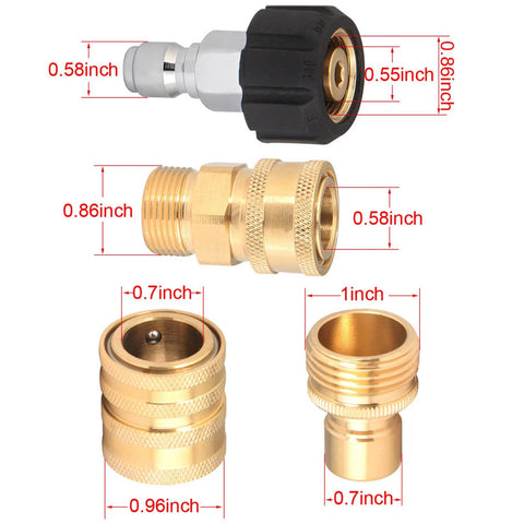 Merkaunis 16-pack brass pressure washer adapter set with quick-disconnect swivels and fittings