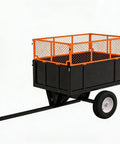Heavy Duty Steel Utility Dump Trailer With 17 Cu Ft Capacity And 750 Lb Load, removable mesh sides, pneumatic tires, side view