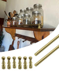 Solid Brass Kitchen Shelves Tube Railing Hardware With Center End Caps, Heavy Duty 6mm Decorative Guardrail Spindles And Book Shelf Tube Barrier Kit Perfect For Stairs And Bathrooms Durable Style, brass shelf rail with jars